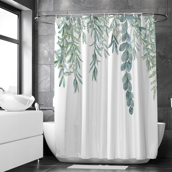 Loti Living Duschvorhang Anti-Schimmel - Hängende Pflanze - Inklusive Ringe - Wasserdicht - Polyester - Duschvorhang 180x200 cm Wohnen & Kochen