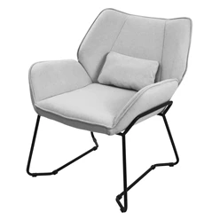 Loungesessel mit Armlehnen Hellgrau Relaxsessel mit Leinenbezug ML-Design 6499