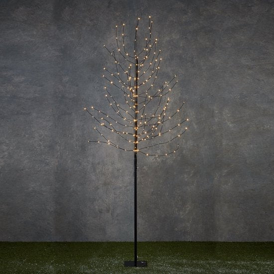 Luca Lichtbaum mit warmweißer LED-Beleuchtung - H200 x Ø18 cm - Schwarz Weihnachten