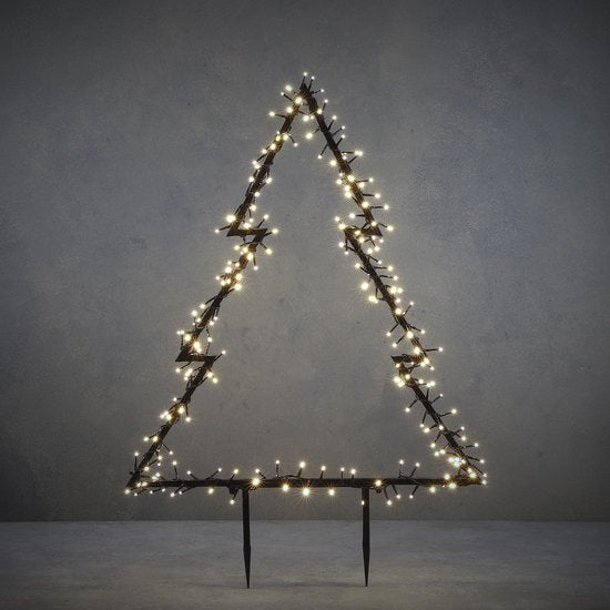 Luca Lighting Garden d'Light Weihnachtsbaum-Gartenpfahl mit klassischen weißen LED-Lichtern - L72 x H100 cm - Schwarz Weihnachten