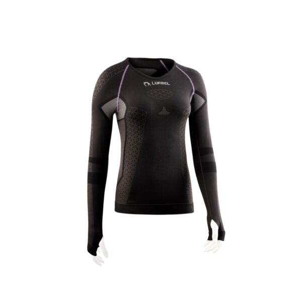 Lurbel Cristallo Langarm-T-Shirt Schwarz Rosa Frau