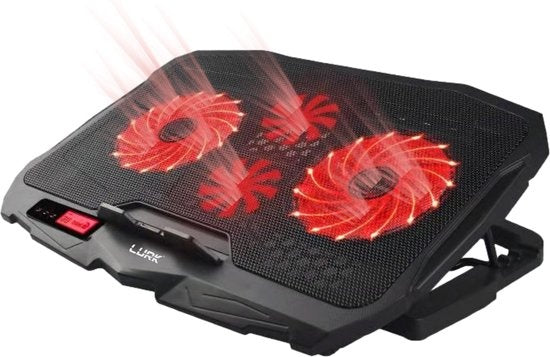 LURKÂ® Laptop-Kühlständer - Laptoperhöhung/Kühlung - 4 Lüfter - Coolpad - Bis zu 17 Zoll - Ergonomisch einstellbar Elektronik