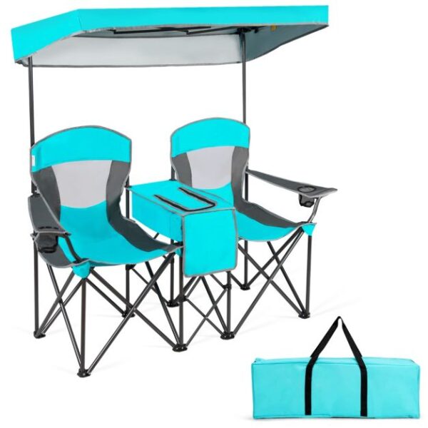 Luxuriöser 2-Personen-Campingstuhl mit verstellbarem Sonnendach