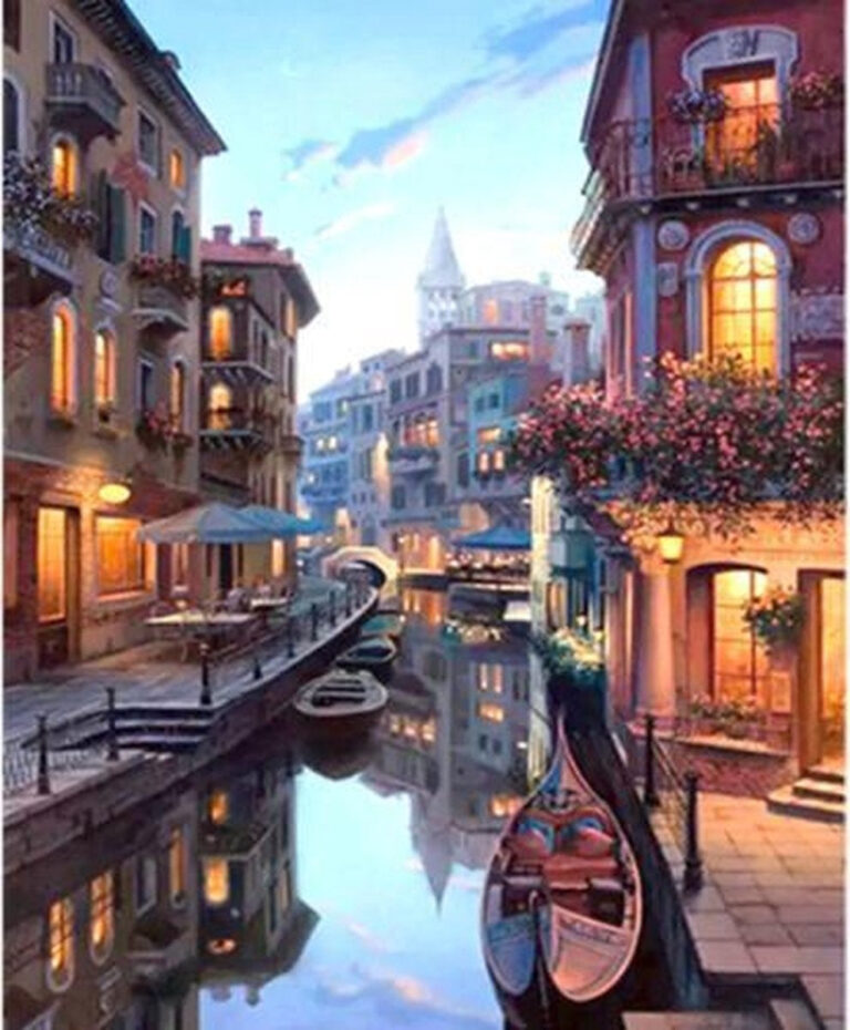 Malen nach Zahlen Erwachsene - Venedig - Italien - Gondel - Malen nach Zahlen - 40x50cm Hobby & Sport
