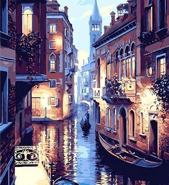 Malen nach Zahlen Erwachsene - Venedig - Italien - Gondel - Malen nach Zahlen - 40x50cm Hobby & Sport