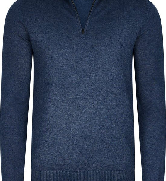 Mario Russo Halb Reißverschluss Pullover Jeans Blau XL Kleidung