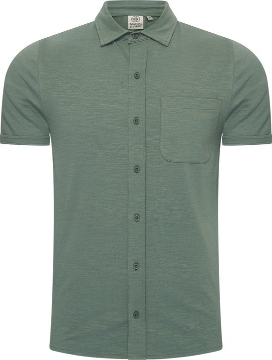 Mario Russo Kurzarmhemd - Hemd Herren - Polohemd Herren - t shirt men - M - Duck Green Kleidung