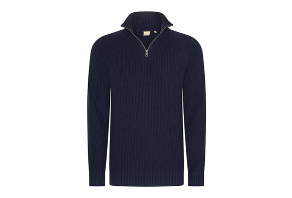 Mario russo modischer Pullover mit offenem Kragen und Reißverschluss - Herren - Größe L - Navy Kleidung
