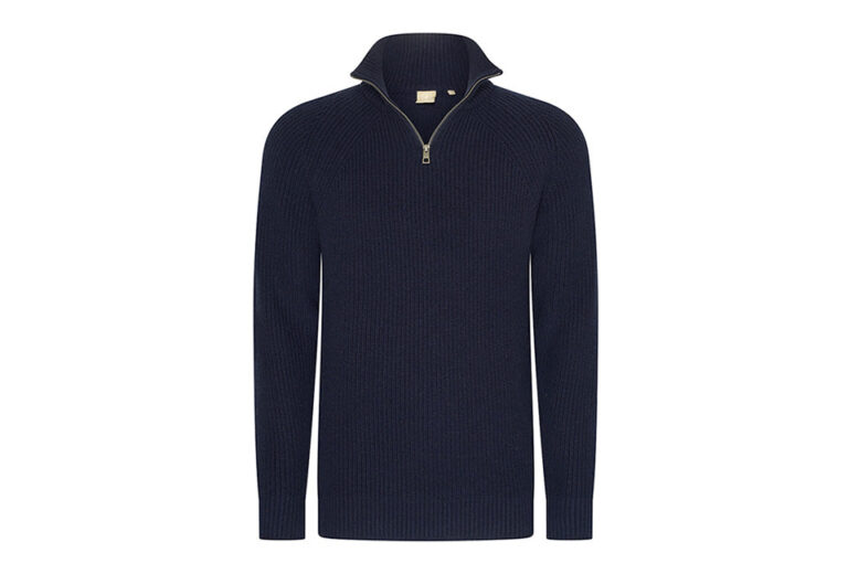 Mario russo modischer Pullover mit offenem Kragen und Reißverschluss - Herren - Größe L - Navy Kleidung