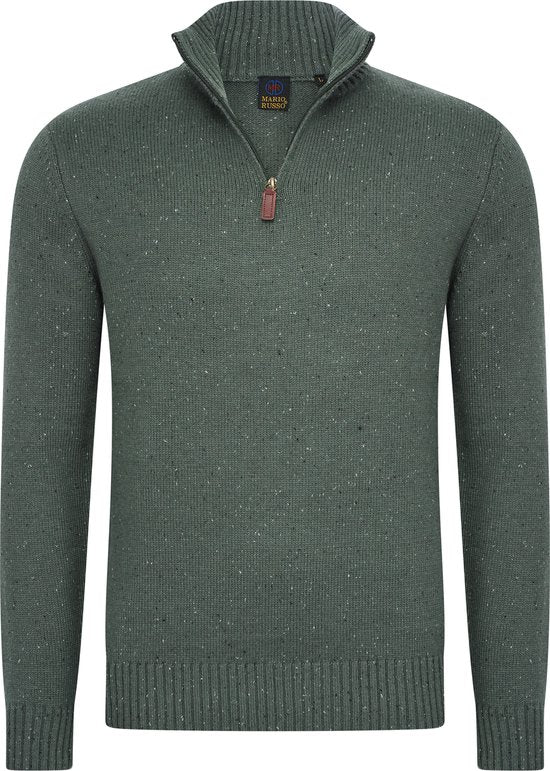 Mario Russo Skipper - Herren Pullover - Halber Reißverschluss - Grün - L Kleidung