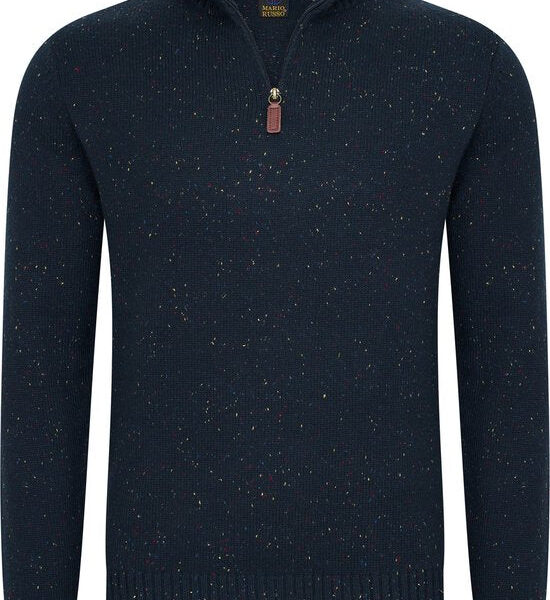Mario Russo Skipper - Herrenpullover - halber Reißverschluss - Navy - XXL Kleidung