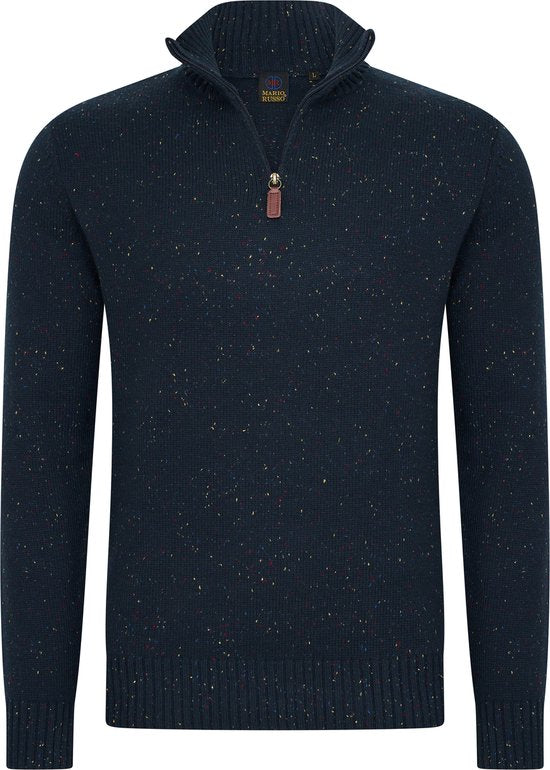 Mario Russo Skipper - Herrenpullover - halber Reißverschluss - Navy - XXL Kleidung