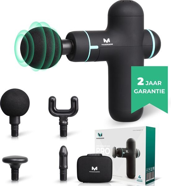 Massagerr® Mini Massage Gun PRO - Entspannungsmassagegerät - Massage Gun Black - Massagegeräte - Entspannung - Professionelles Massagegerät - Massage Gun Schön & Gesund