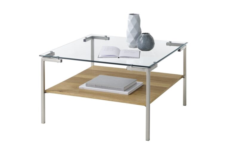 MCA Möbel Couchtisch mit Glasplatte - Max. 20 kg - 65 x 65 x 46 cm Wohnen & Kochen