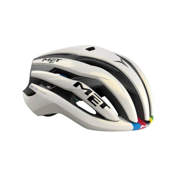 MET Trenta 3K Carbon Mips Helm Arcoiris Weltmeister Weiß Edition