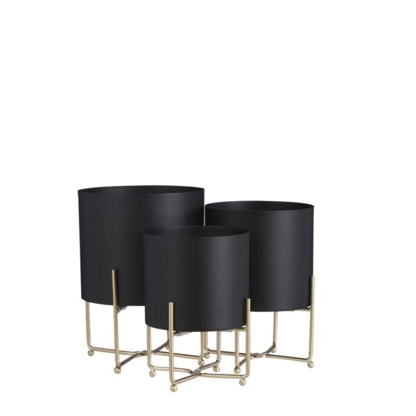 Mica Decorations Aries Blumentopf - 3er-Set - H32 x Ø24 cm - Schwarz Haus & Garten