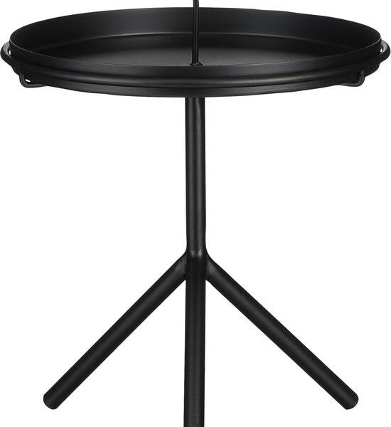 Mica Decorations Aston Beistelltisch mit abnehmbarem Tablett - H40 x Ø31 cm - Metall - Schwarz Wohnen & Kochen