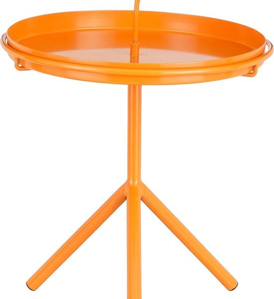 Mica Decorations Aston Beistelltisch mit abnehmbarem Tablett - H42 x Ø31 cm - Metall - Orange Wohnen & Kochen