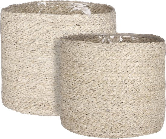 Mica Decorations Atlantic Pflanzenkorb - 2er-Set - H26 x Ø30 cm - Creme Haus & Garten