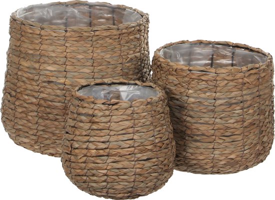 Mica Decorations Avalon Pflanzkorb - 3er-Set - H31 x Ø30 cm - Seegras - Hellbraun Haus & Garten