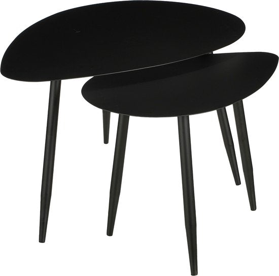 Mica Decorations Beistelltisch - 2er-Set - L80 x B60 x H47 cm - Metall - Schwarz Wohnen & Kochen