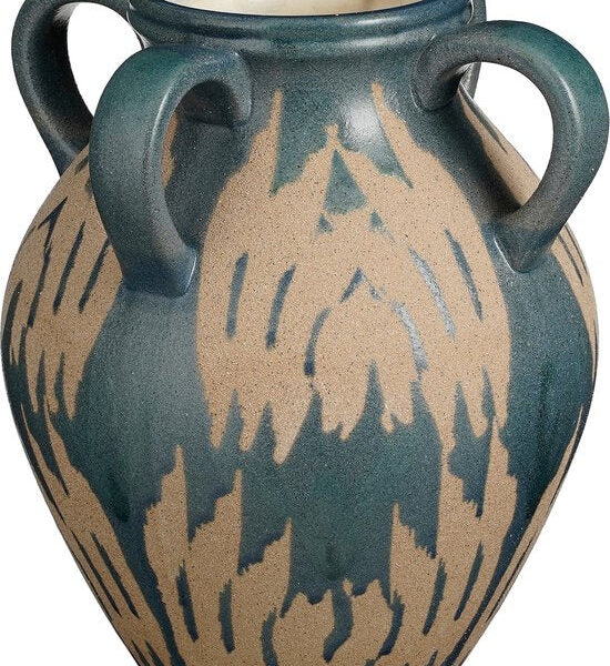 Mica Decorations Caldo Vase - L25 x B24 x H30 cm - Keramik - Dunkelblau Wohnen & Kochen