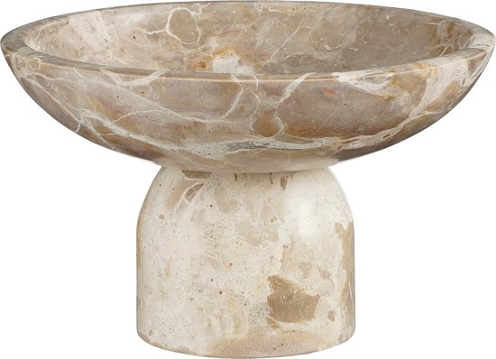 Mica Decorations Finnos Schale auf Fuß - H11 x Ø25 cm - Marmor - Beige Wohnen & Kochen