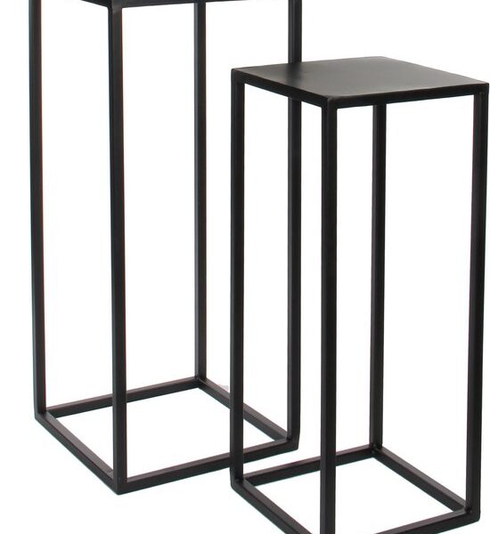 Mica Decorations Goa Beistelltisch - 2er-Set - L30 x B30 x H70 cm - Metall - Schwarz Wohnen & Kochen