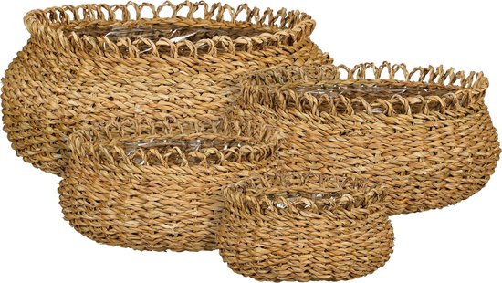 Mica Decorations Gourdon Pflanzenkorb - 4er-Set - H17 x Ø31 cm - Braun Haus & Garten