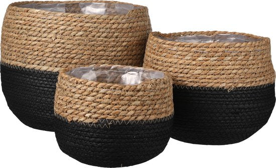 Mica Decorations Jorck Pflanzenkorb - 3er-Set - H24 x Ø26 cm - Schwarz Wohnen & Kochen