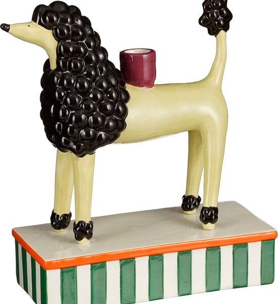 Mica Decorations Kerzenleuchter Hund - L24 x B11 x H29 cm - Keramik - Hellgelb Wohnen & Kochen