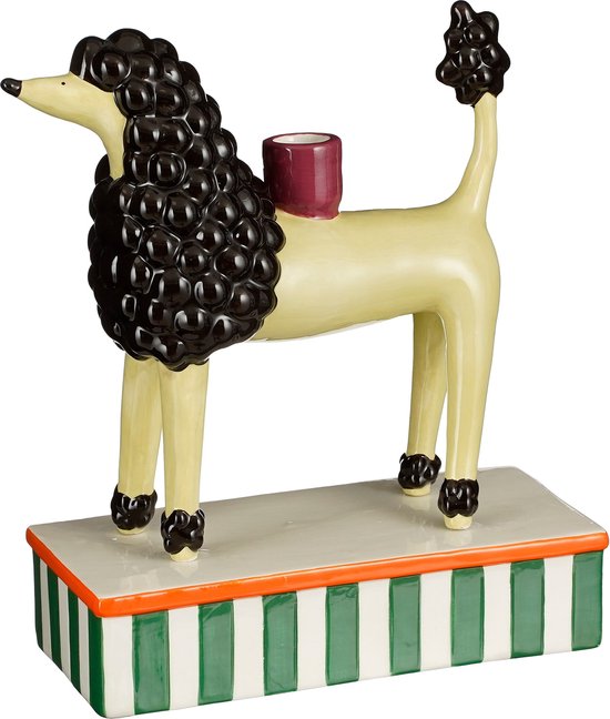 Mica Decorations Kerzenleuchter Hund - L24 x B11 x H29 cm - Keramik - Hellgelb Wohnen & Kochen