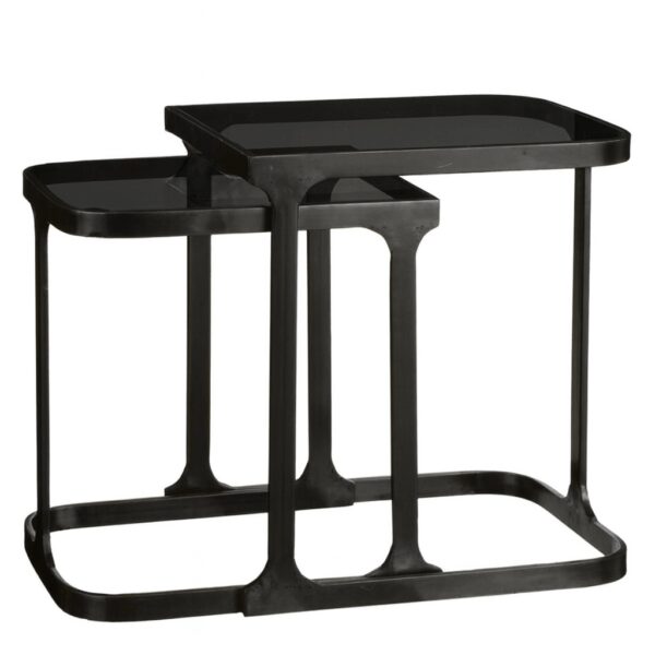 Mica Decorations Kevin Beistelltisch - 2er-Set - L54 x B34 x H56 cm - Metall - Schwarz Wohnen & Kochen