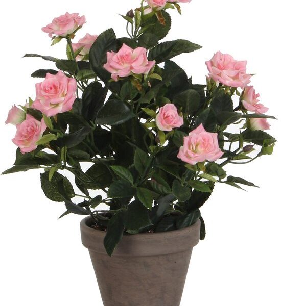 Mica Decorations Künstlicher Rosenstrauch im Blumentopf Stan - H33 x Ø25 cm - Rosa Wohnen & Kochen
