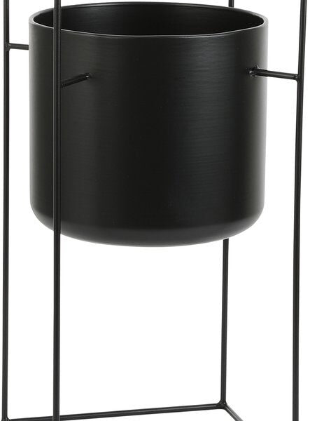 Mica Decorations Porte Blumentopf auf Ständer - L26 x B26 x H55 cm - Metall - Schwarz Haus & Garten