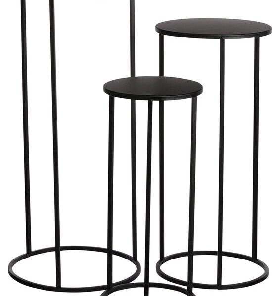 Mica Decorations Quinty Beistelltisch - 3er-Set - H70 x Ø32 cm - Metall - Schwarz Wohnen & Kochen