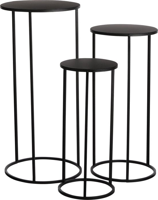 Mica Decorations Quinty Beistelltisch - 3er-Set - H70 x Ø32 cm - Metall - Schwarz Wohnen & Kochen
