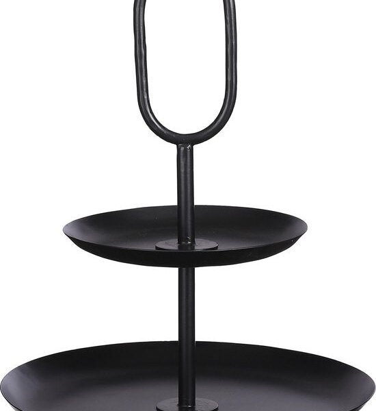Mica Decorations Rama Etagere 2 Schichten - H36 x Ø28 cm - Metall - Schwarz Wohnen & Kochen