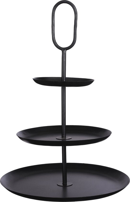 Mica Decorations - Rama Etagere - 3 Schichten - H55 x Ø38 cm - Metall - Schwarz Wohnen & Kochen