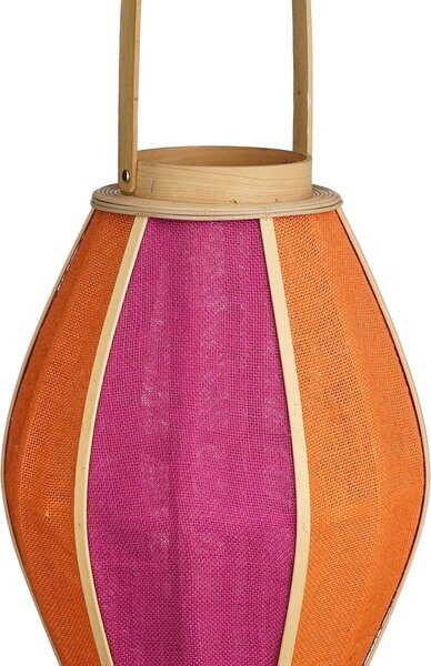 Mica Decorations Roger Laterne - H45 x Ø32 cm - Jute - Fuchsia