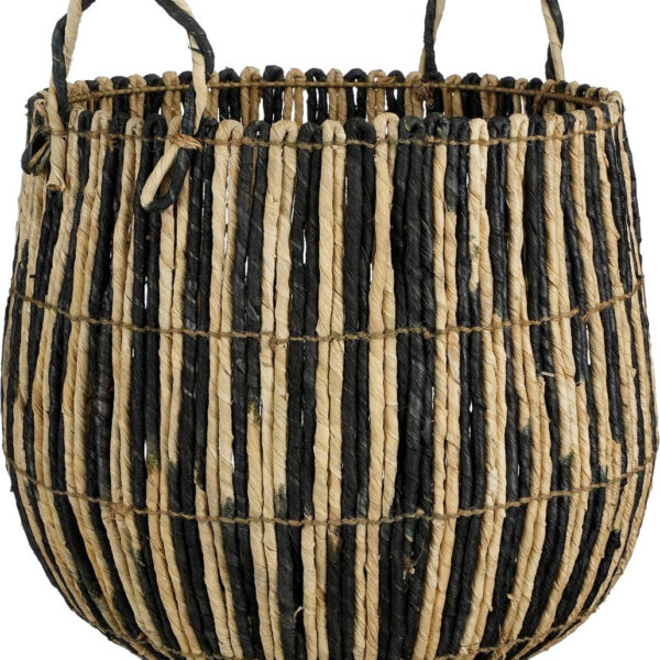 Mica Decorations Ronda Aufbewahrungskorb - Schwarz/Beige - H40 x Ø44 cm - Hergestellt aus Gras Wohnen & Kochen