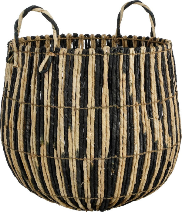 Mica Decorations Ronda Aufbewahrungskorb - Schwarz/Beige - H40 x Ø44 cm - Hergestellt aus Gras Wohnen & Kochen
