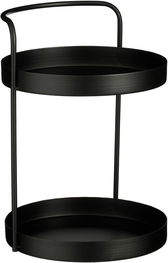 Mica Decorations Stanli Etagere 2-lagig - H35 x Ø25 cm - Metall - Schwarz Wohnen & Kochen