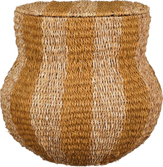 Mica Decorations Tacoma Aufbewahrungskorb mit Deckel - H47 x Ø50 cm - Jute - Gelb Wohnen & Kochen