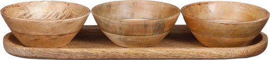 Mica Decorations Tomar Schalen und Tablett - L35 x B12 x H5 cm - 100% FSC Mango Holz - Hellbraun Wohnen & Kochen