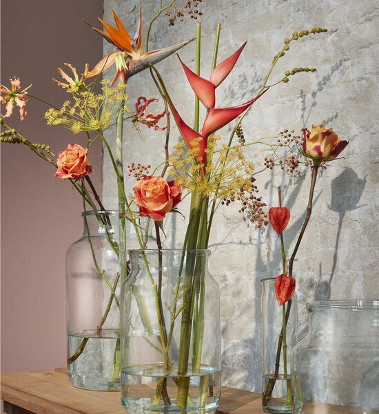 Mica Decorations Vienne Vase - H20 x Ø21 cm - Recyceltes Glas - Transparent Wohnen & Kochen