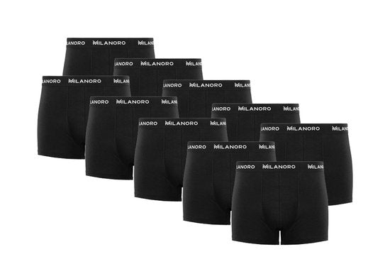 Milanoro - 10er-Set Boxershorts aus Baumwolle - Schwarz - Größe S - Comfort Fit Kleidung