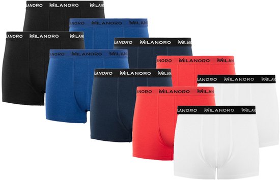 Milanoro - 10er-Set modische Boxershorts aus Baumwolle - Classic - XXL Kleidung