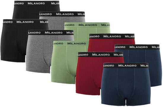 Milanoro - 10er-Set modische Boxershorts aus Baumwolle - Dunkler Mix - XXL Kleidung