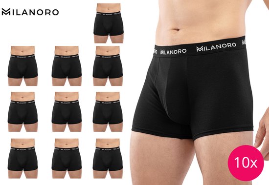 Milanoro - 10er-Set modischer Baumwoll-Boxershorts - Schwarz - XL Kleidung